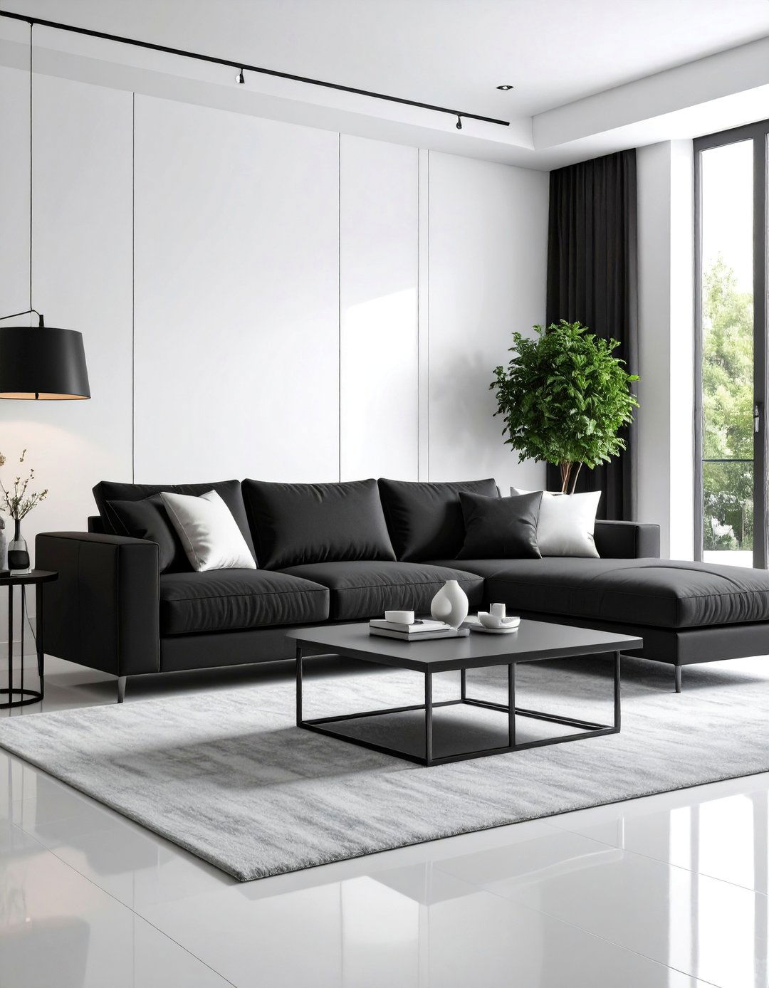 Monochrome Black and White Living Room - 25 Minimalist Living Room Ideas