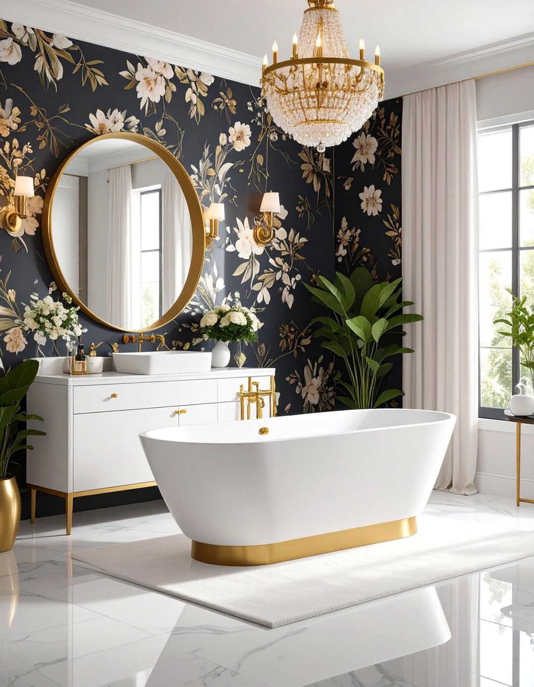 Monochrome Floral Wallpaper Botanical Theme