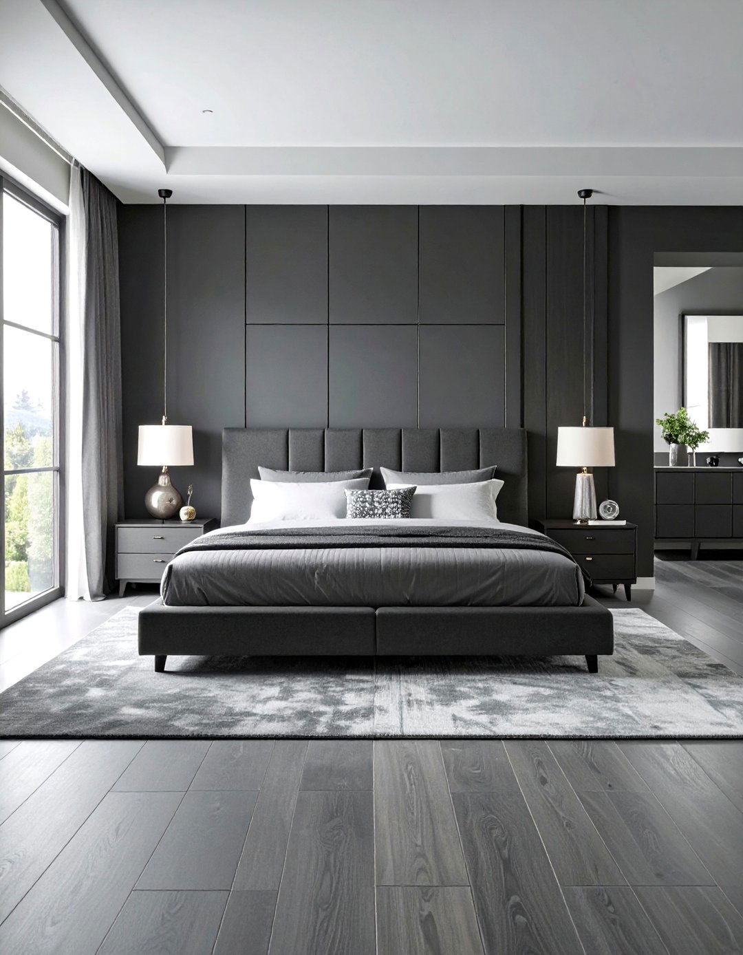 Monochrome Modern Box Room with Geometric Patterns and Sleek Storage - 25 Box Room Ideas