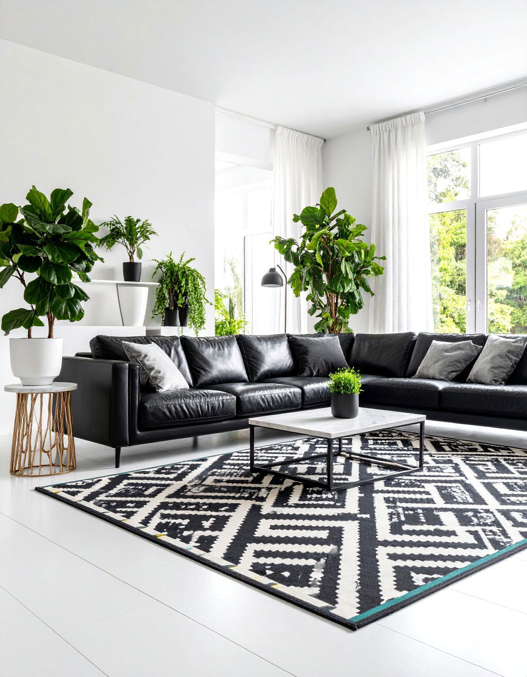 Monochrome Scandinavian Space with Bold Contrasts - 25 Scandinavian Living Room Ideas