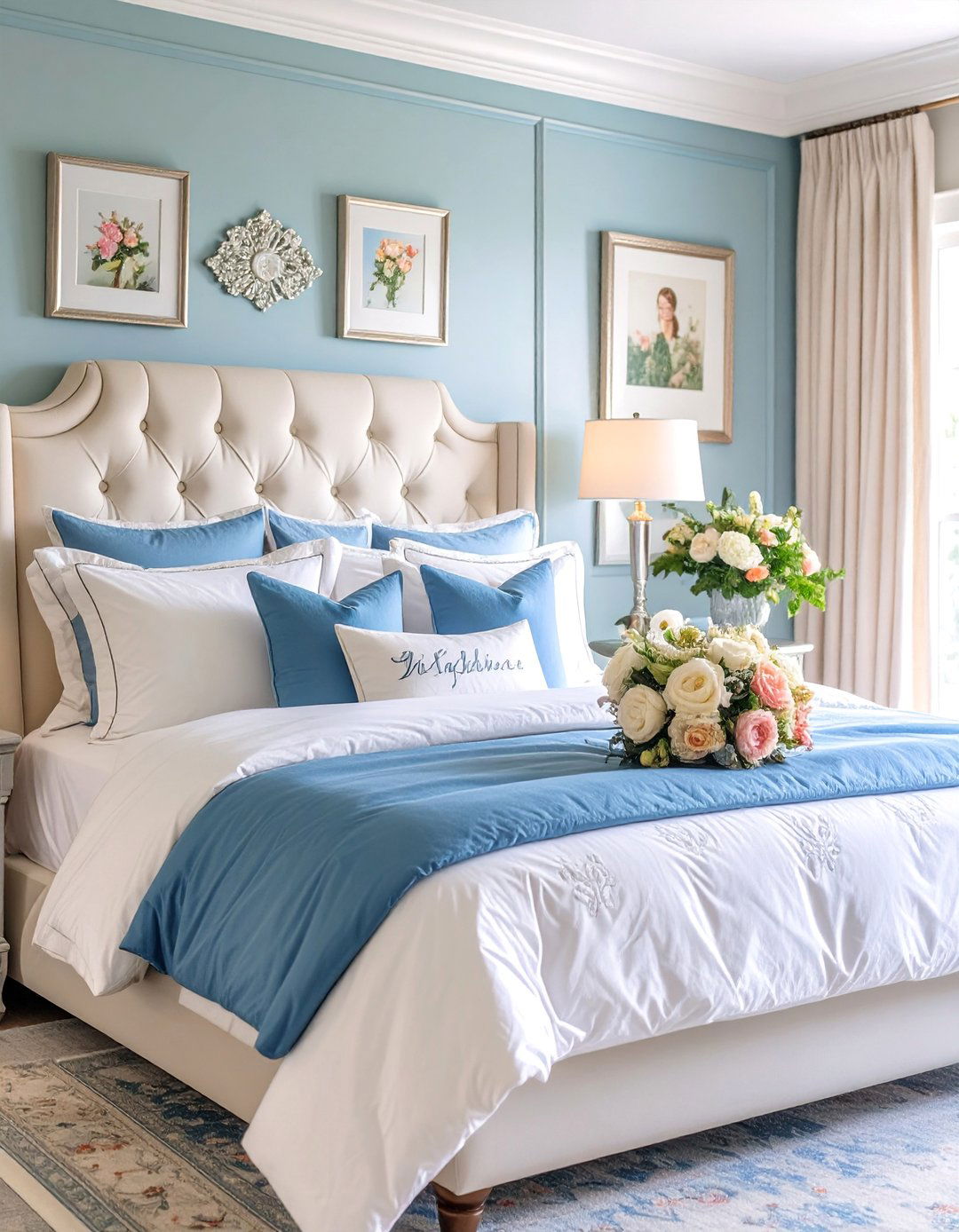 Monogrammed Grandmillennial Bedroom with Personalized Touches - 25 Grandmillennial Style Bedroom Ideas