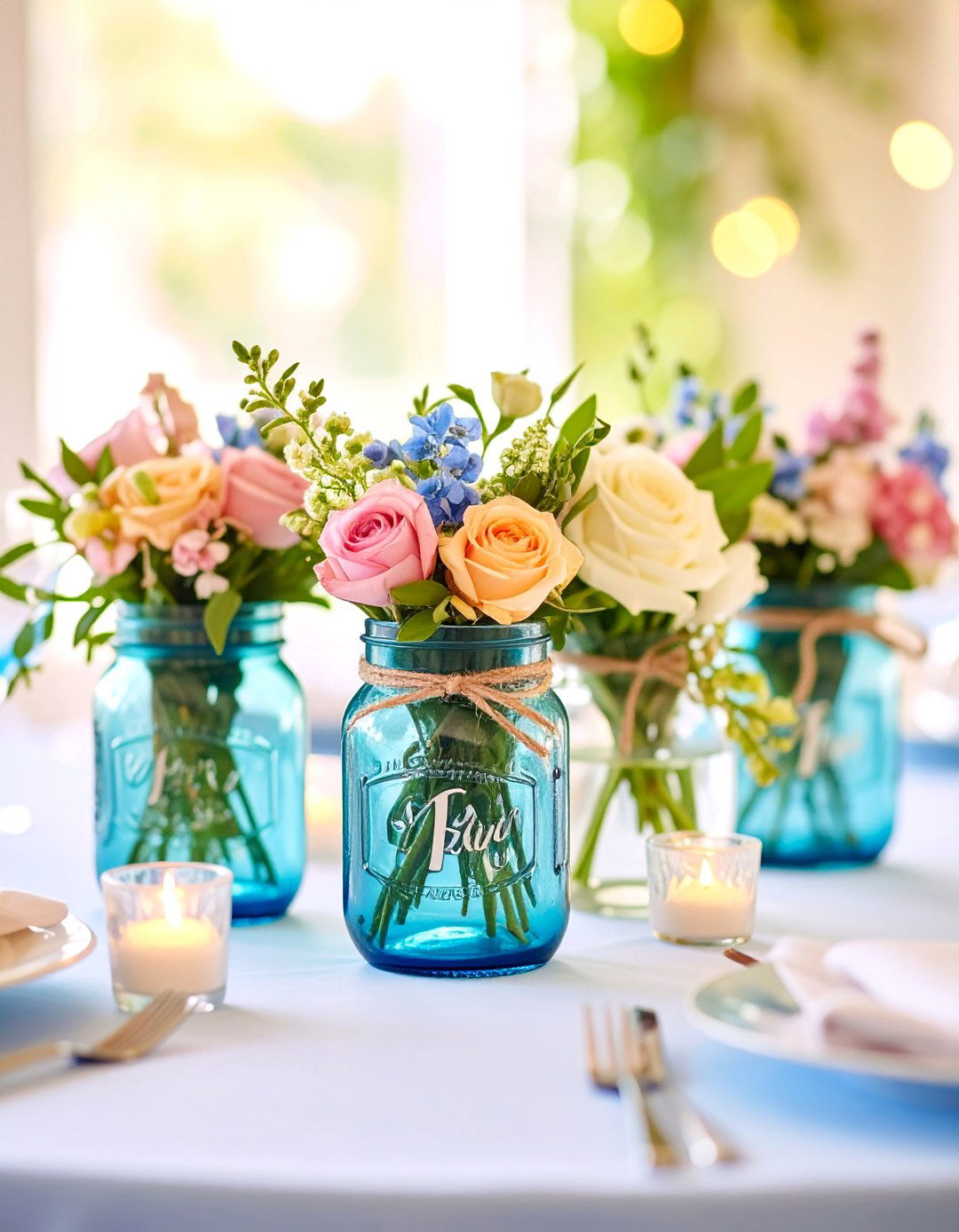 Monogrammed Mason Jar Centerpiece - 25 Mason Jar Centerpiece Ideas