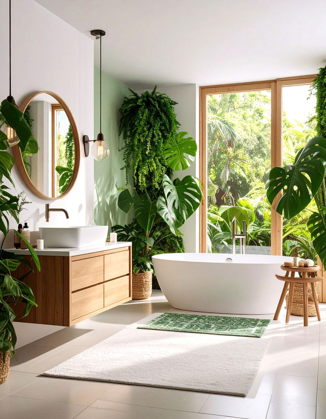 Monstera Plant Tropical Bathroom - 25 Tropical Bathroom Ideas
