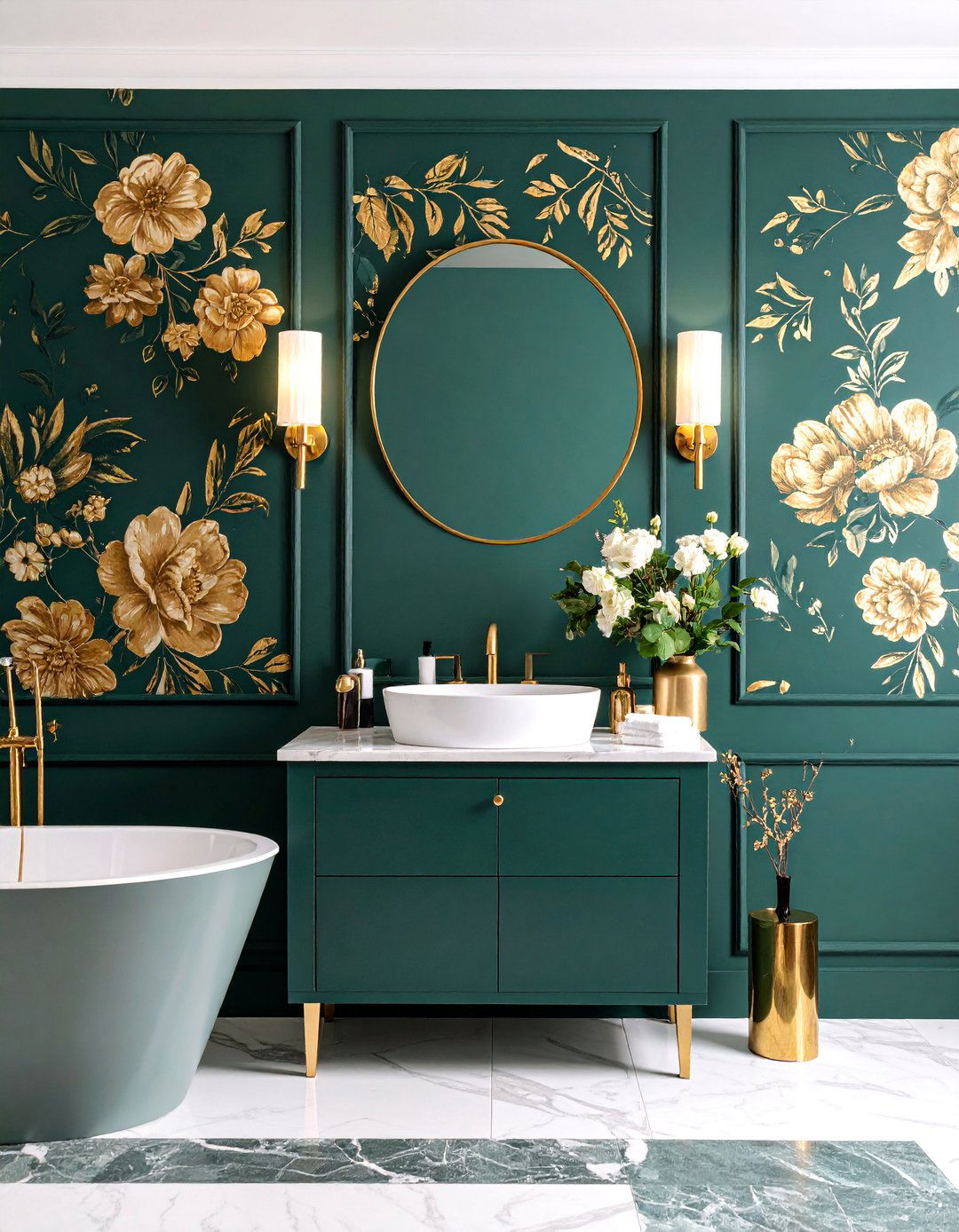 Moody Dark Floral Drama - 25 Powder Room Wallpaper Ideas