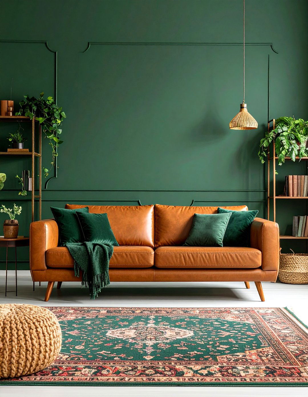 Moody Dark Green Sanctuary - 25 Men's Living Room Ideas