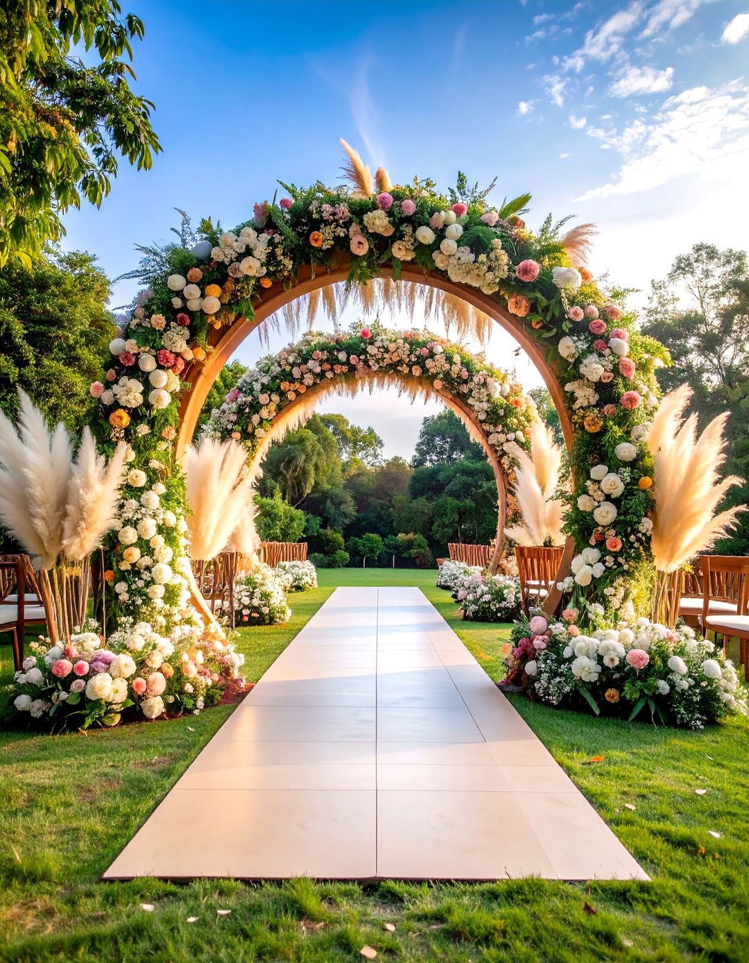 Moon Gate Circle Arch - 25 Pampas Grass Wedding Decor Ideas