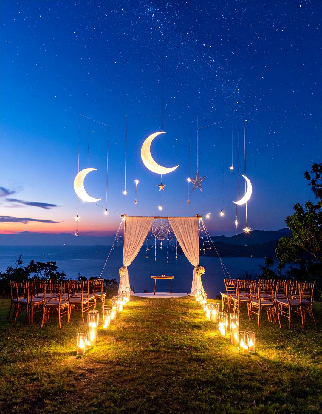 Moon Phase Celestial Boho with Starry Night Elements - 25 boho wedding ideas