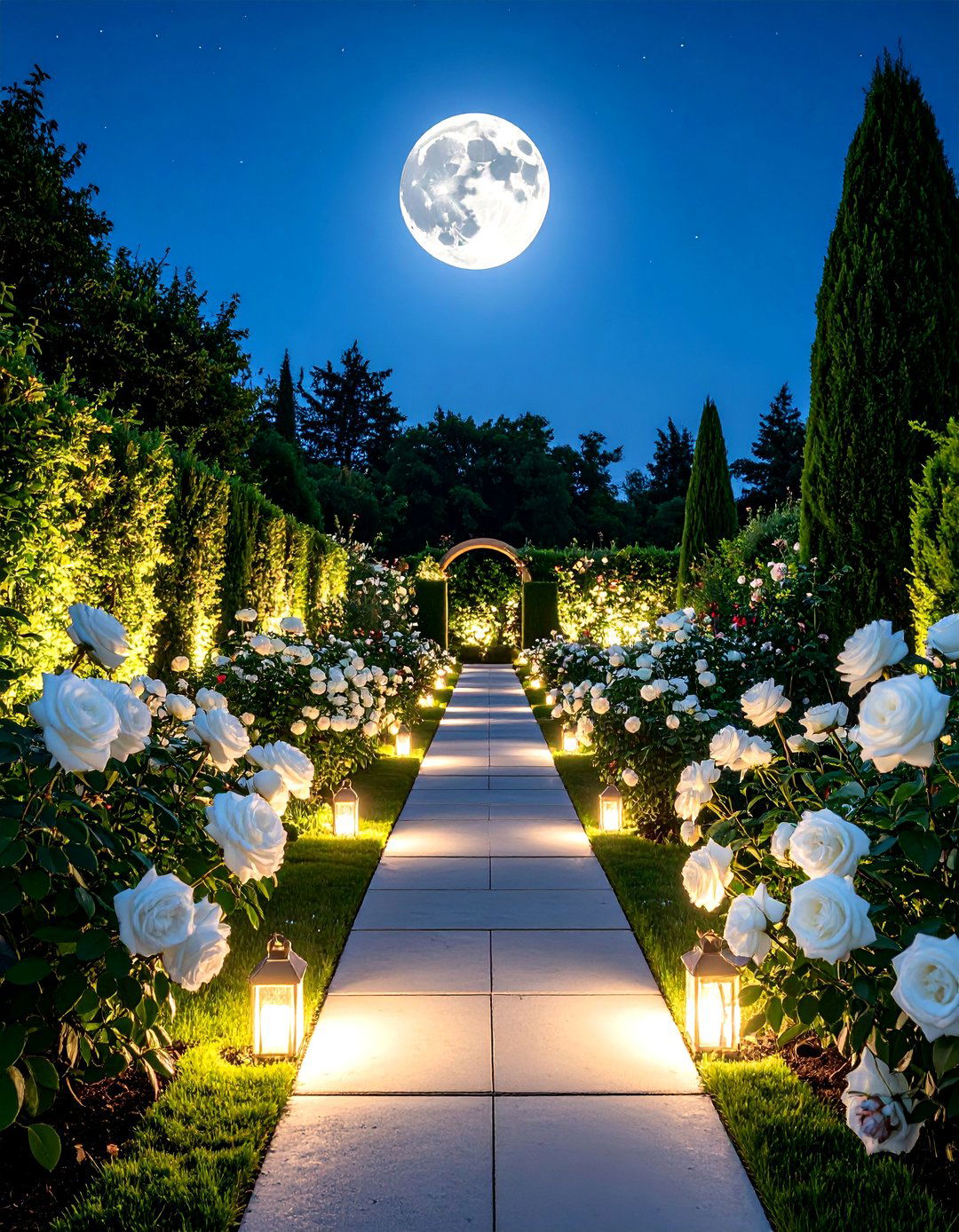 Moonlight Garden with Luminous Blooms - 25 Gothic Garden Ideas
