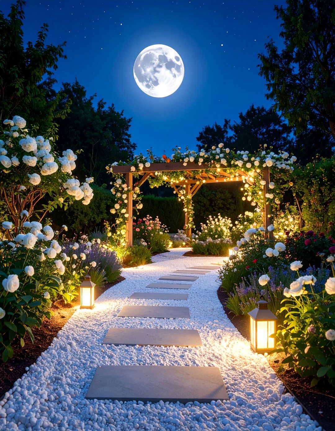 Moonlight Garden with White Flowering Plants - 25 Secret Garden Ideas