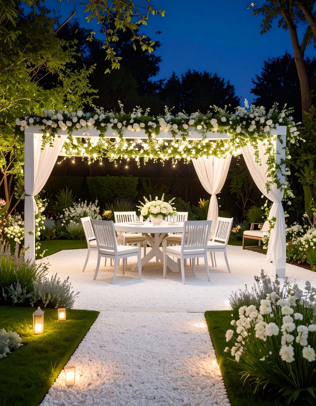 Moonlight Garden with White and Silver Plants - 25 Coastal Garden Ideas