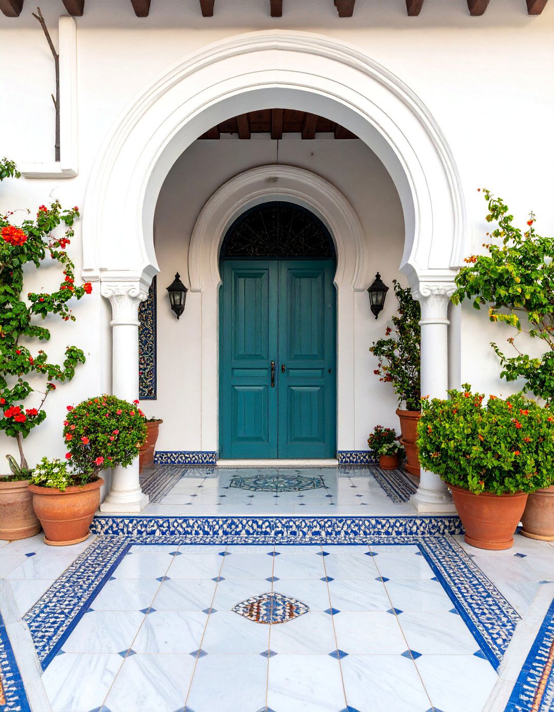 Moorish Inspired Horseshoe Arch Porch - 25 spanish style front porch ideas