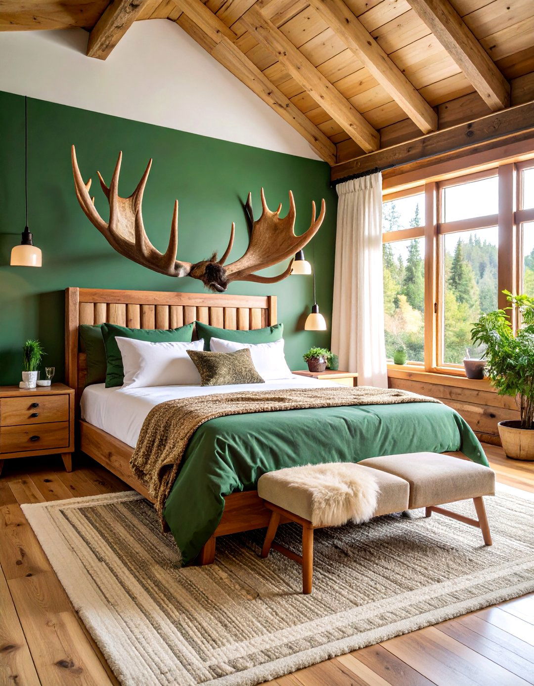 Moose Hunting Northern Wilderness Bedroom - 25 Hunting Bedroom Ideas