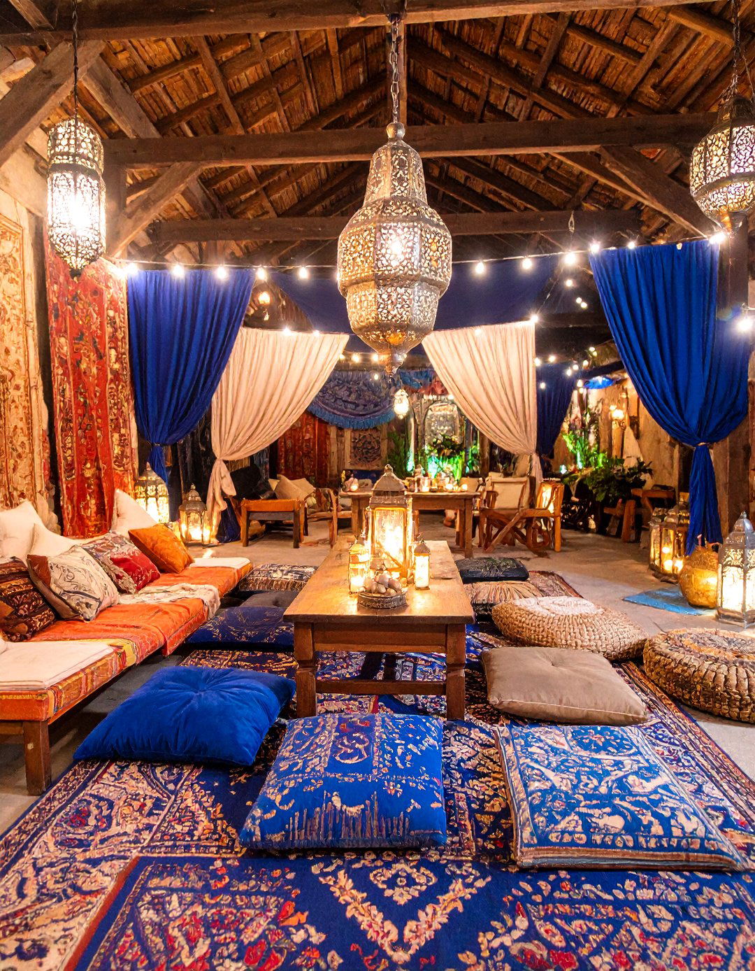 Moroccan Barn Wedding with Tapestries and Lantern Lighting - 25 Barn Wedding Ideas