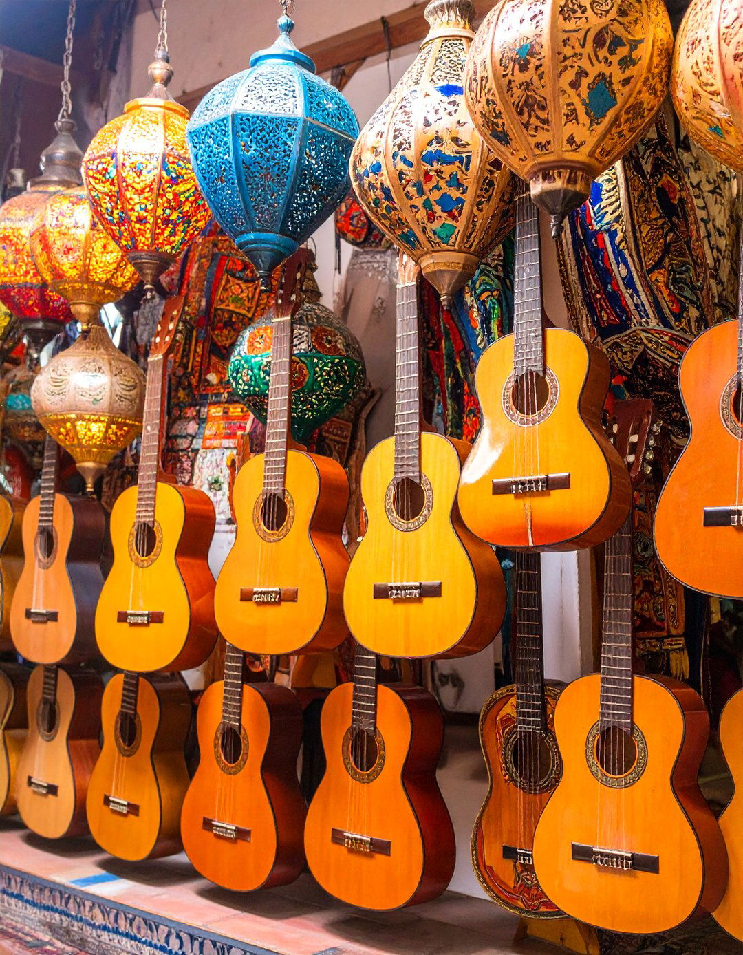 Moroccan Bazaar Guitar Marketplace - 25 Guitar Room Ideas