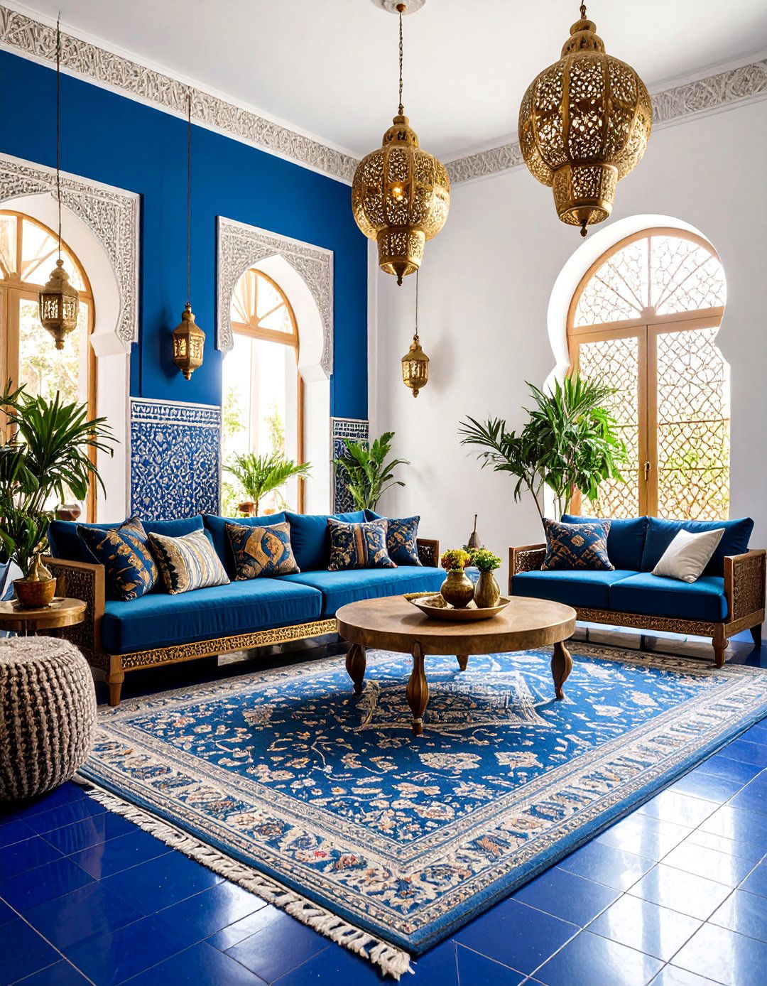 Moroccan Blue and Gold Living Room - 25 Blue and Gold Living Room Ideas