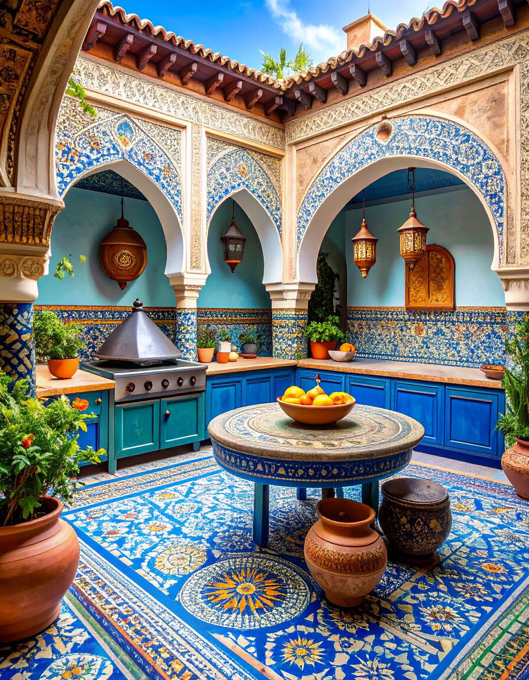 Moroccan Courtyard Kitchen Oasis - 25 L Shaped Outdoor Kitchen Ideas