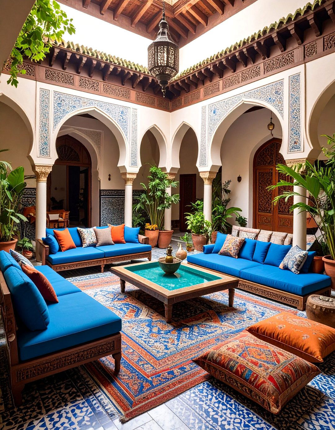 Moroccan Courtyard Living Room - 25 Mediterranean Interior Design Ideas