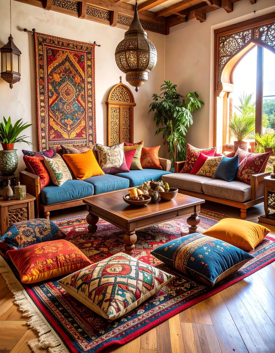 Moroccan Floor Cushion Living Room Lounge - 25 Boho Room Ideas