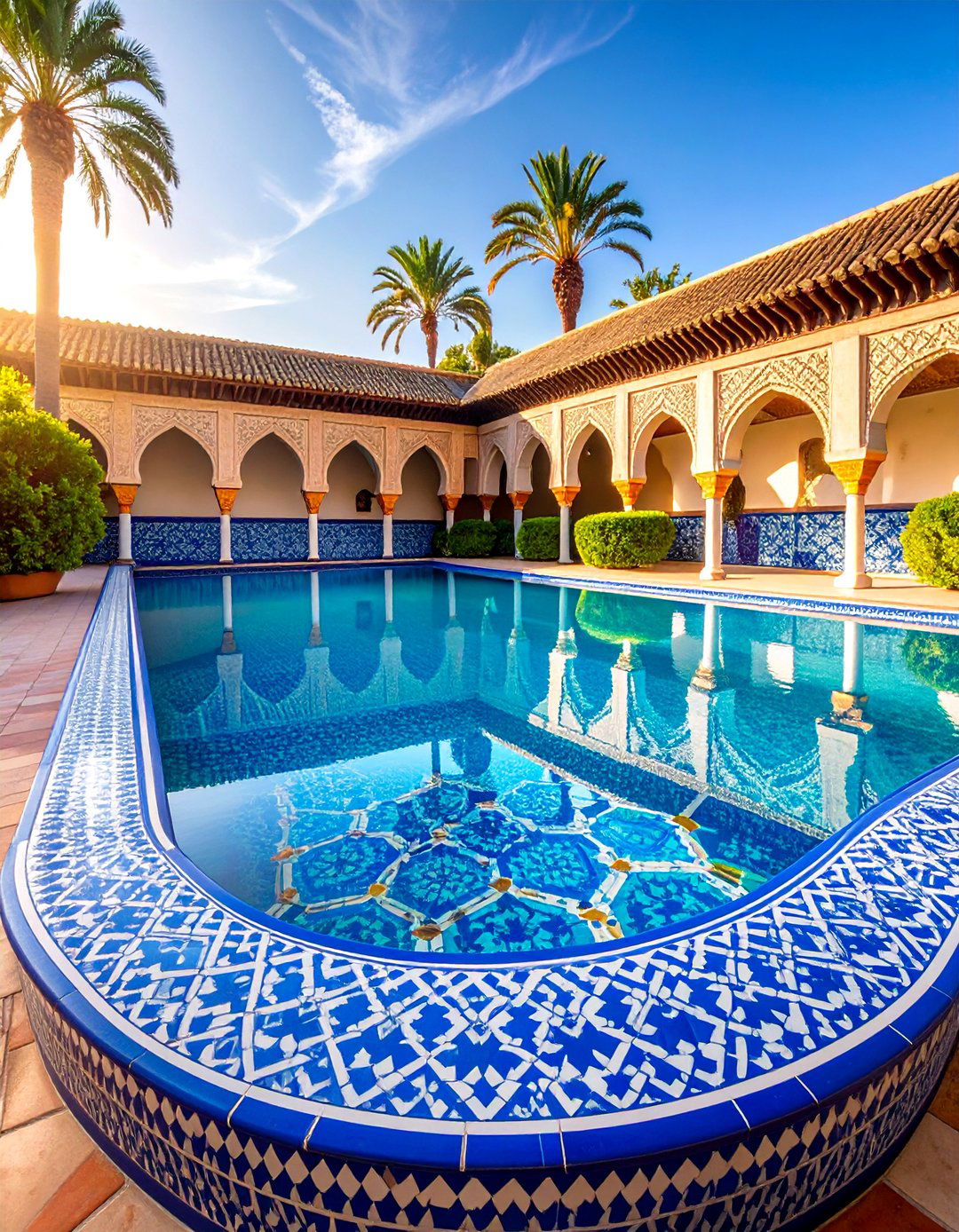 Moroccan Inspired Arabesque Pool Border - 25 Pool Tile Ideas