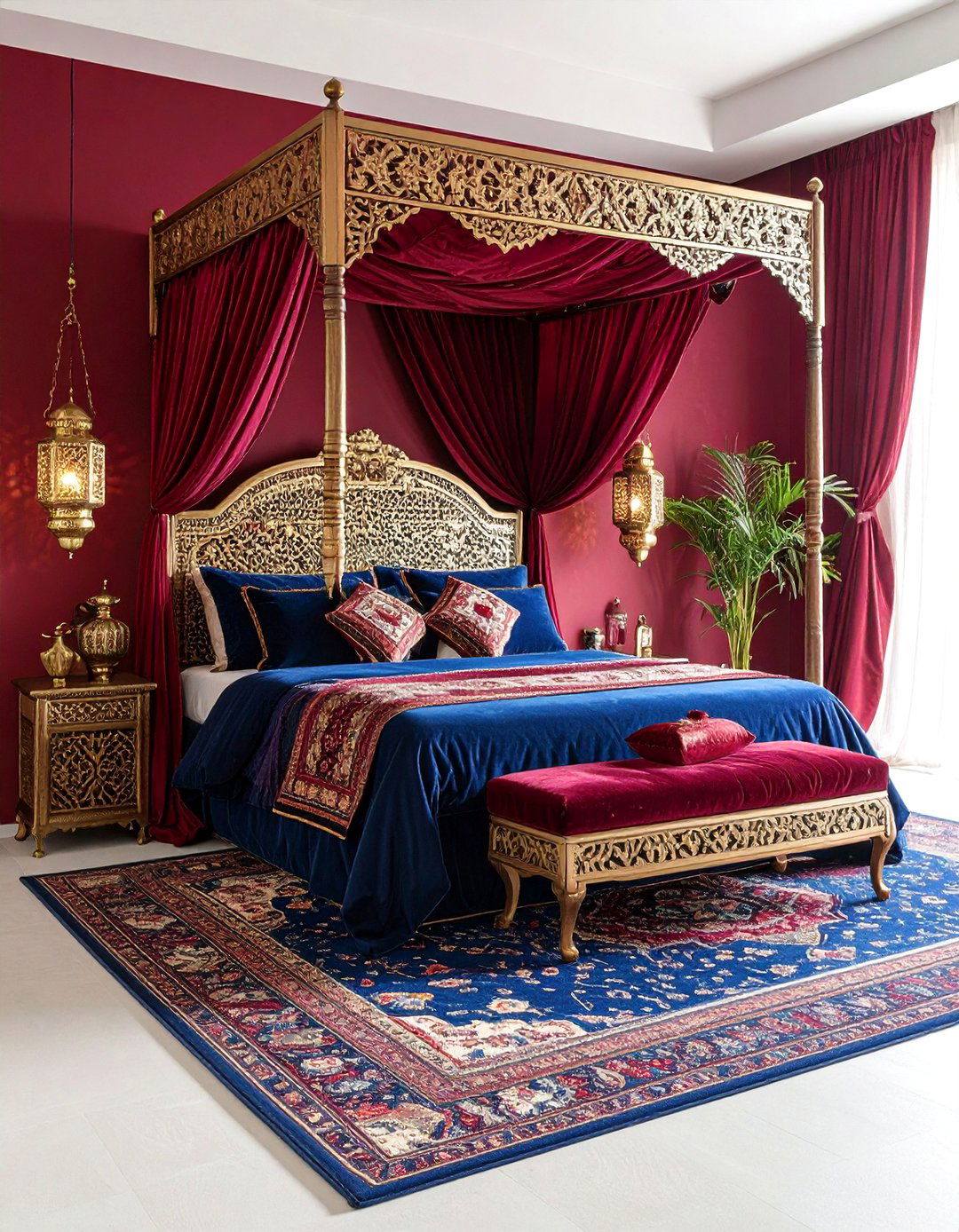 Moroccan Inspired Bedroom with Rich Jewel Tones - 25 Colorful Bedroom Ideas