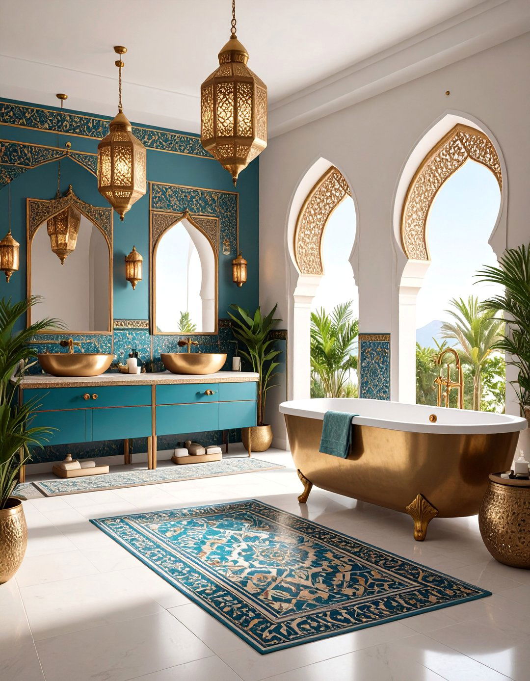 Moroccan Inspired Black and Gold Bathroom - 25 Black and Gold Bathroom Ideas