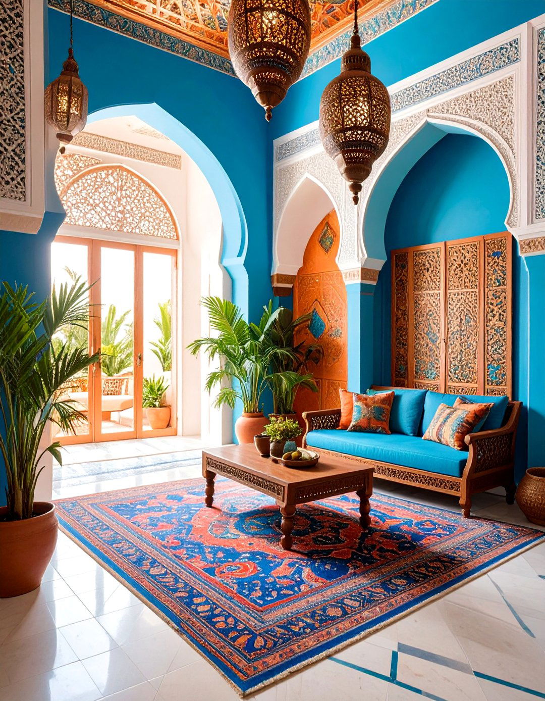Moroccan Inspired Home Office with Rich Textures and Colors - 25 Home Office Ideas for Him