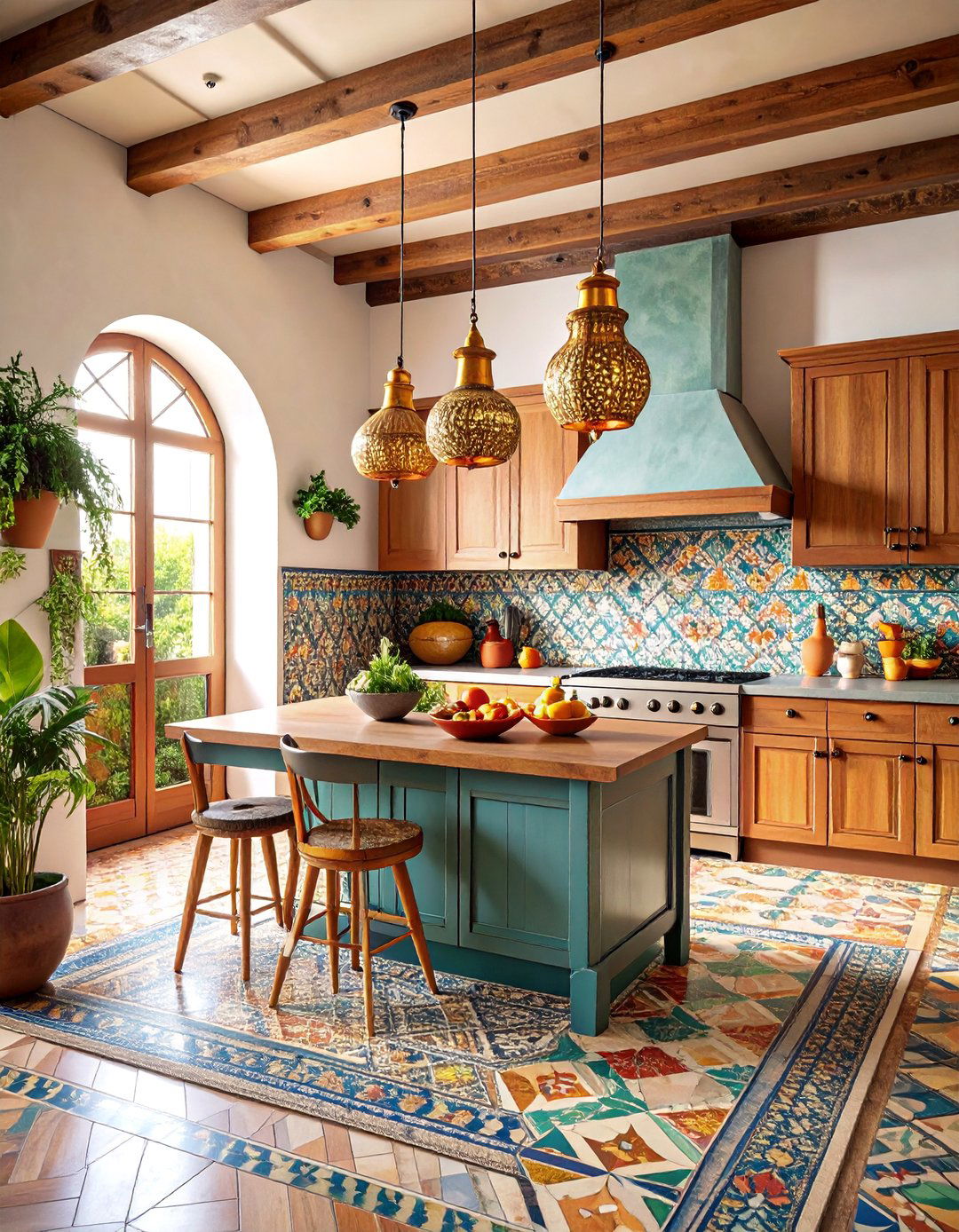 Moroccan Inspired Kitchen with Rich Textures - 25 Mediterranean Kitchen Ideas