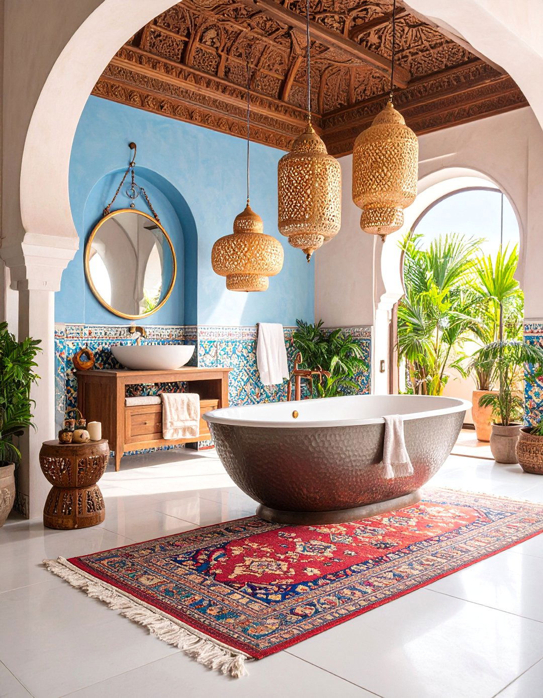 Moroccan Inspired Maximalist Bathroom - 25 Maximalist Bathroom Design Ideas