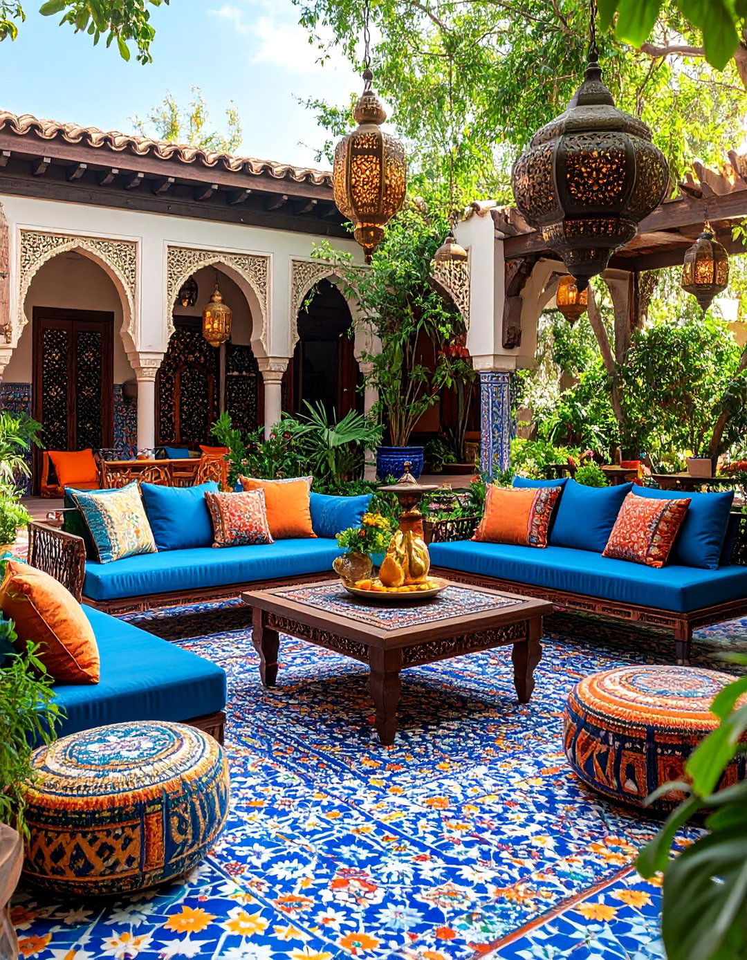 Moroccan Inspired Patio with Colorful Mosaic Tiles - 25 Tropical Patio Ideas