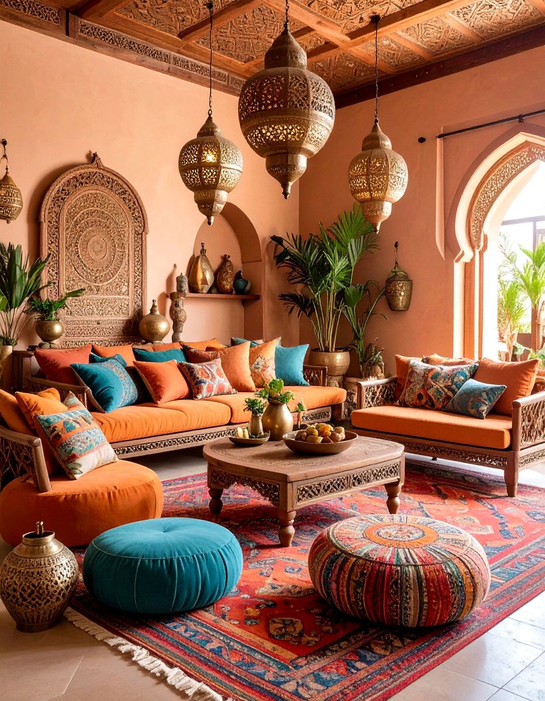 Moroccan Inspired Tan Living Room - 25 Tan Living Room Ideas