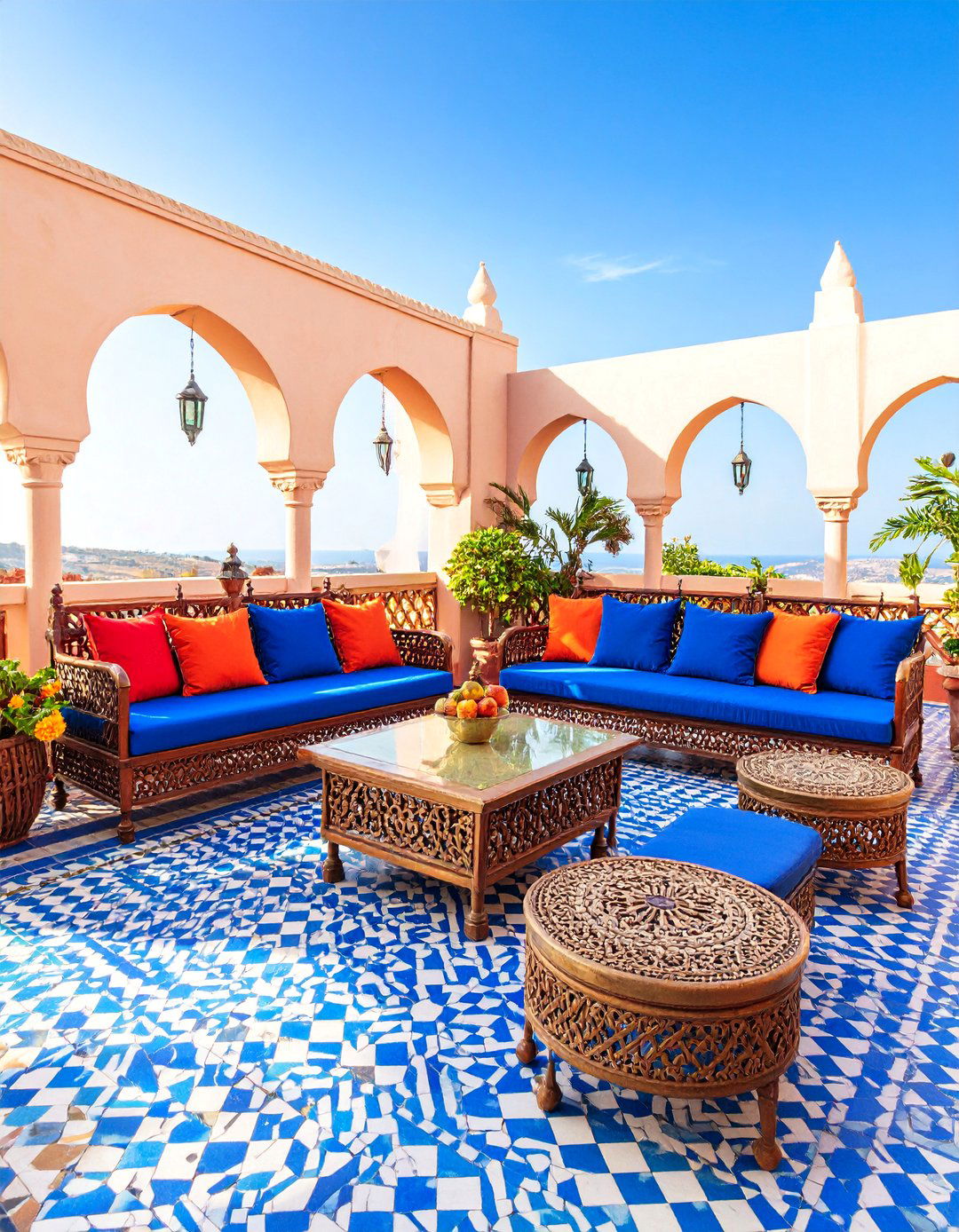 Moroccan Inspired Veranda with Mosaic Tiles - 25 Veranda Ideas