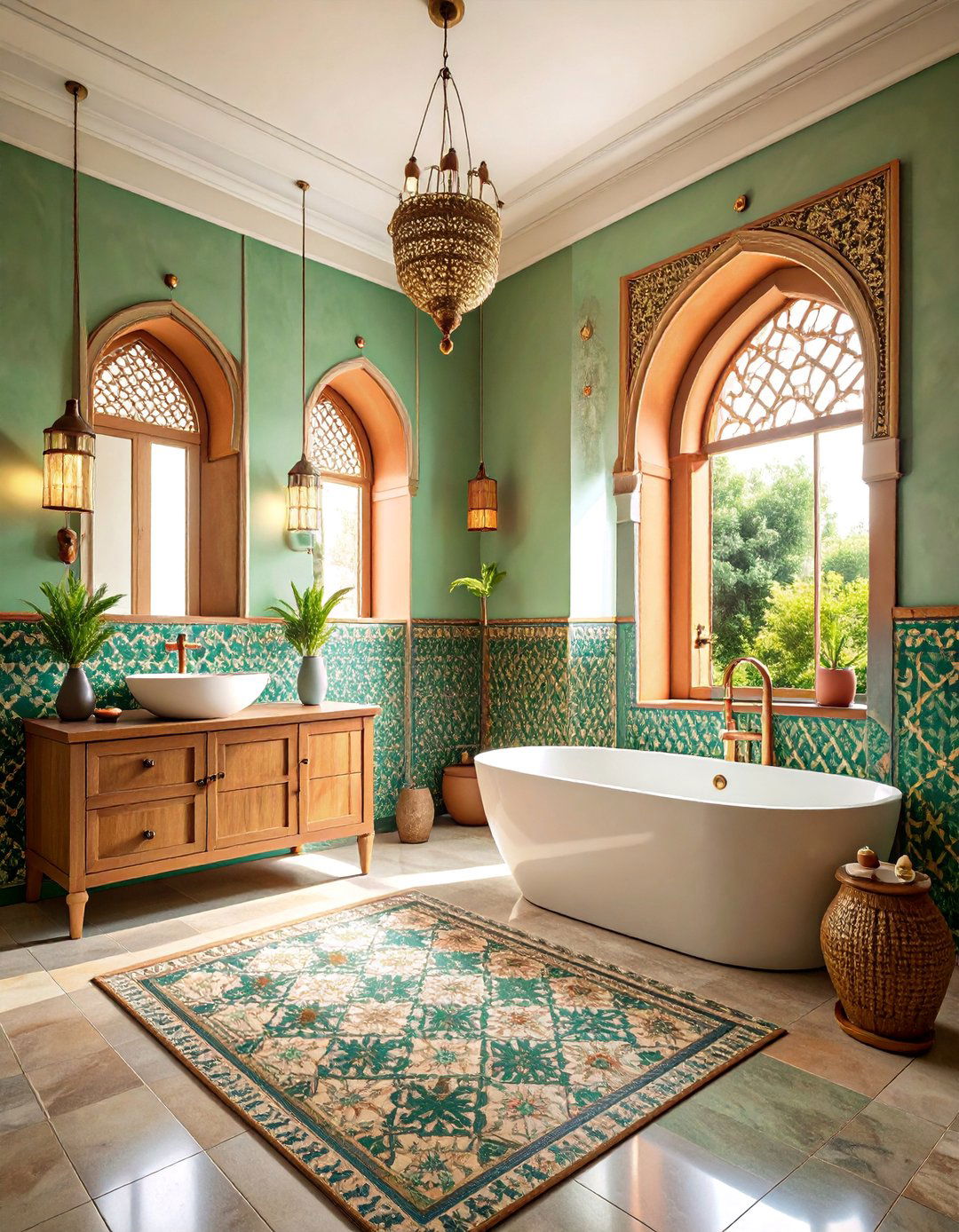 Moroccan Inspired Zellige Half Wall Spa Retreat - 25 Half-wall Tile Bathroom Ideas