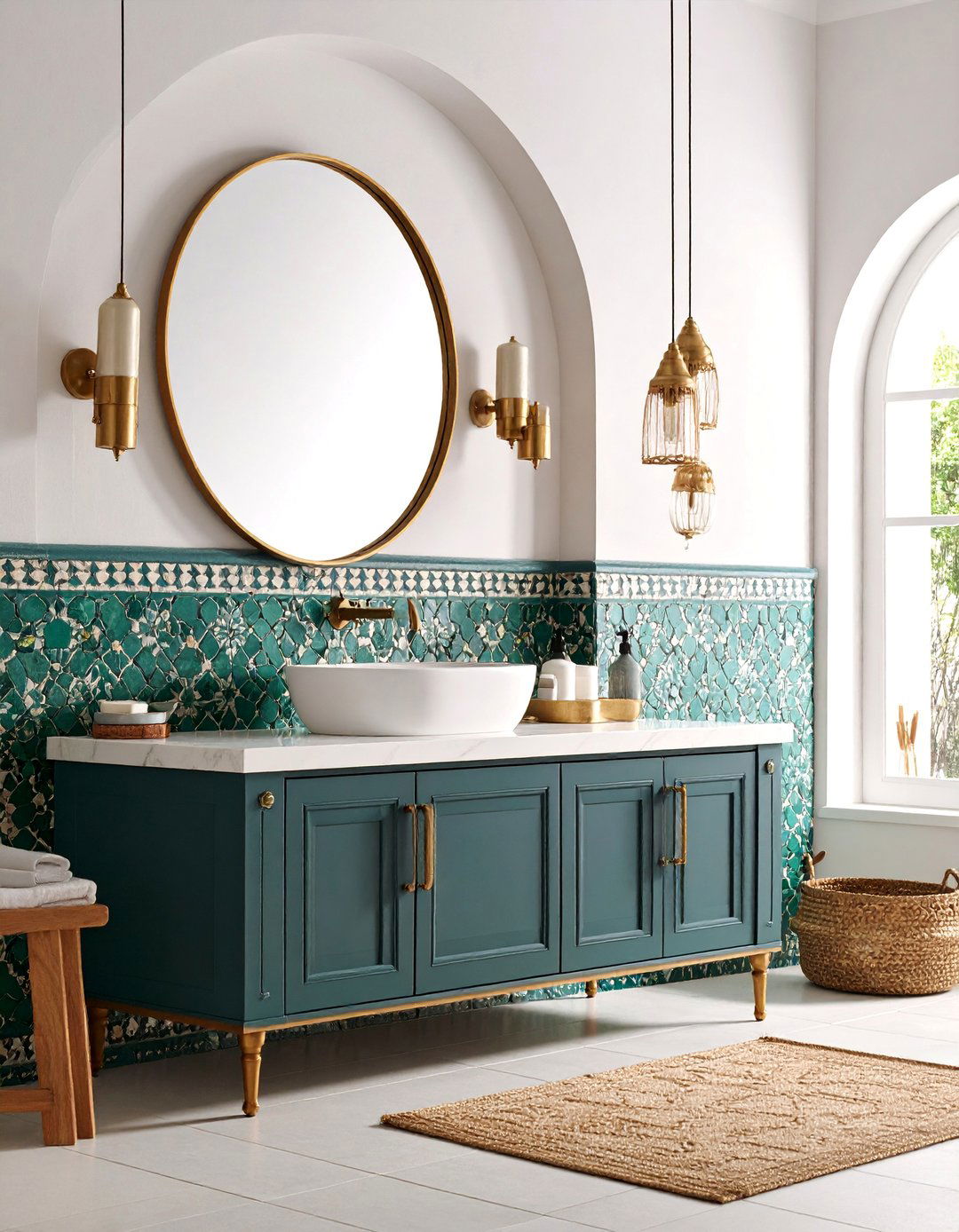 Moroccan Inspired Zellige Tile Backsplash - 25 Bathroom Backsplash Ideas