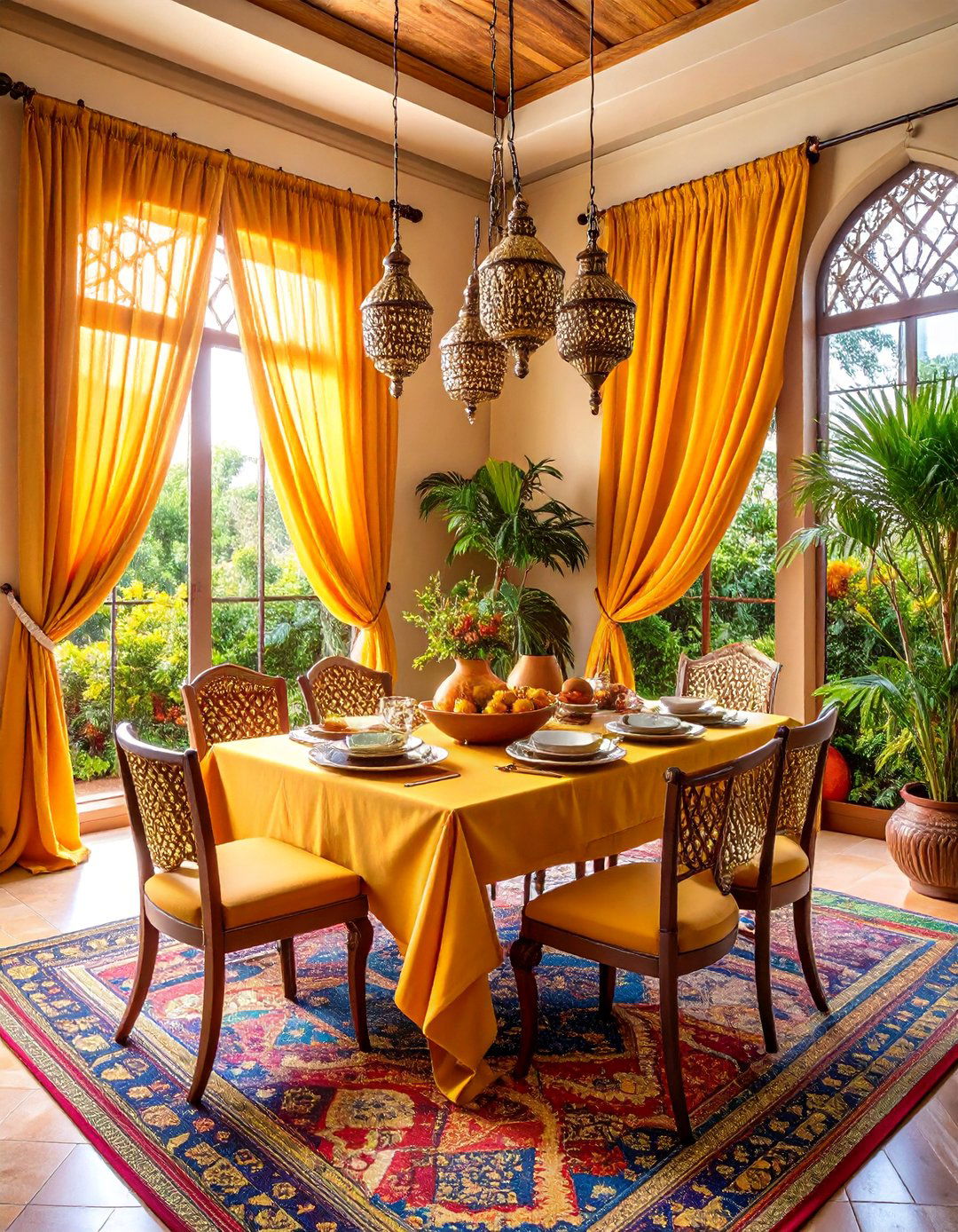 Moroccan Lattice Dining Room Curtain Spice - 25 Dining Room Curtain Ideas
