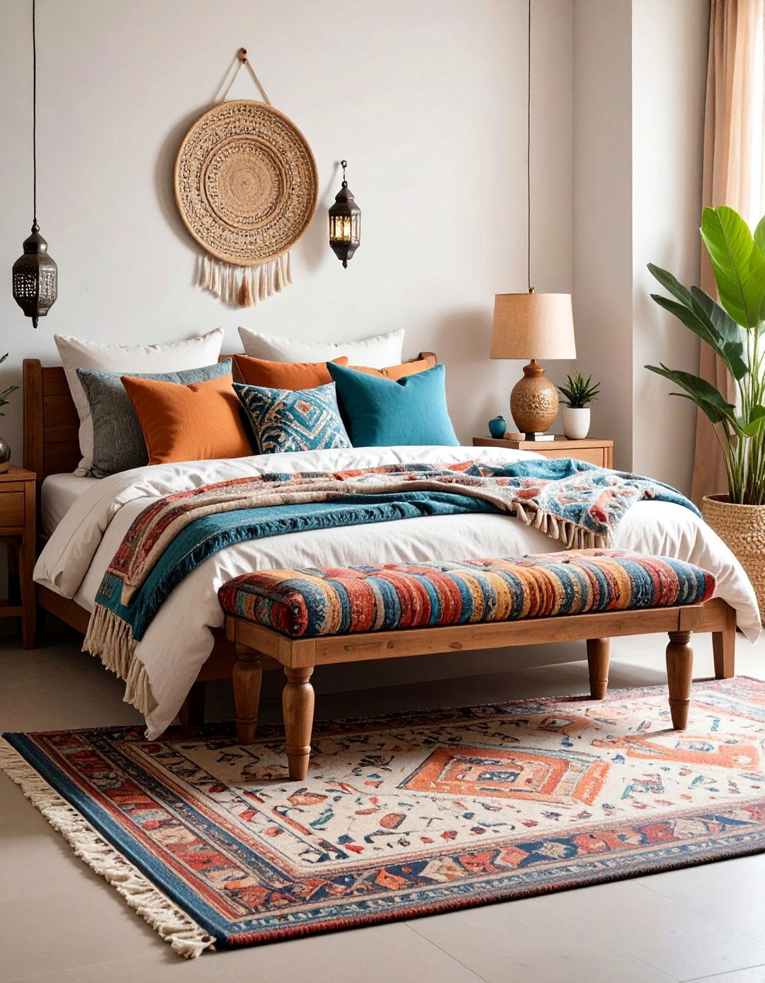 Moroccan Patterned Bedroom Bench - 25 Bedroom Bench Ideas