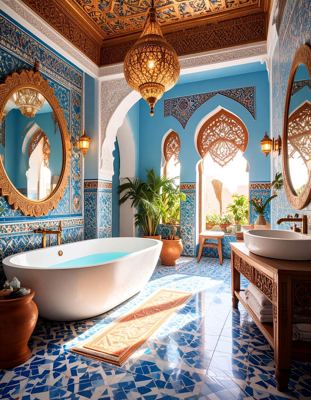 Moroccan Riad Bathroom with Luxury Elements - 25 Eclectic Bathroom Ideas