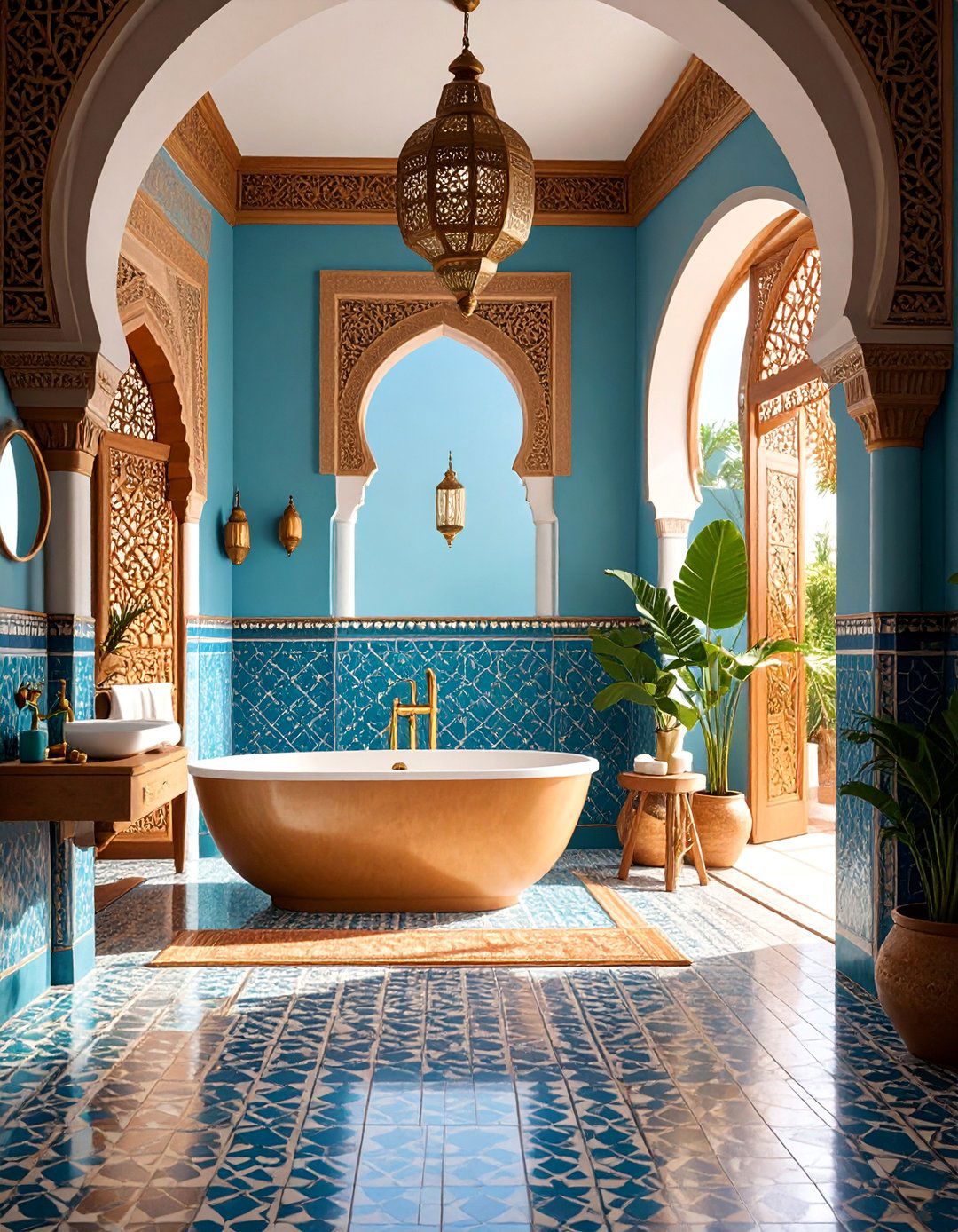 Moroccan Riad Bathroom - 25 Mediterranean Interior Design Ideas