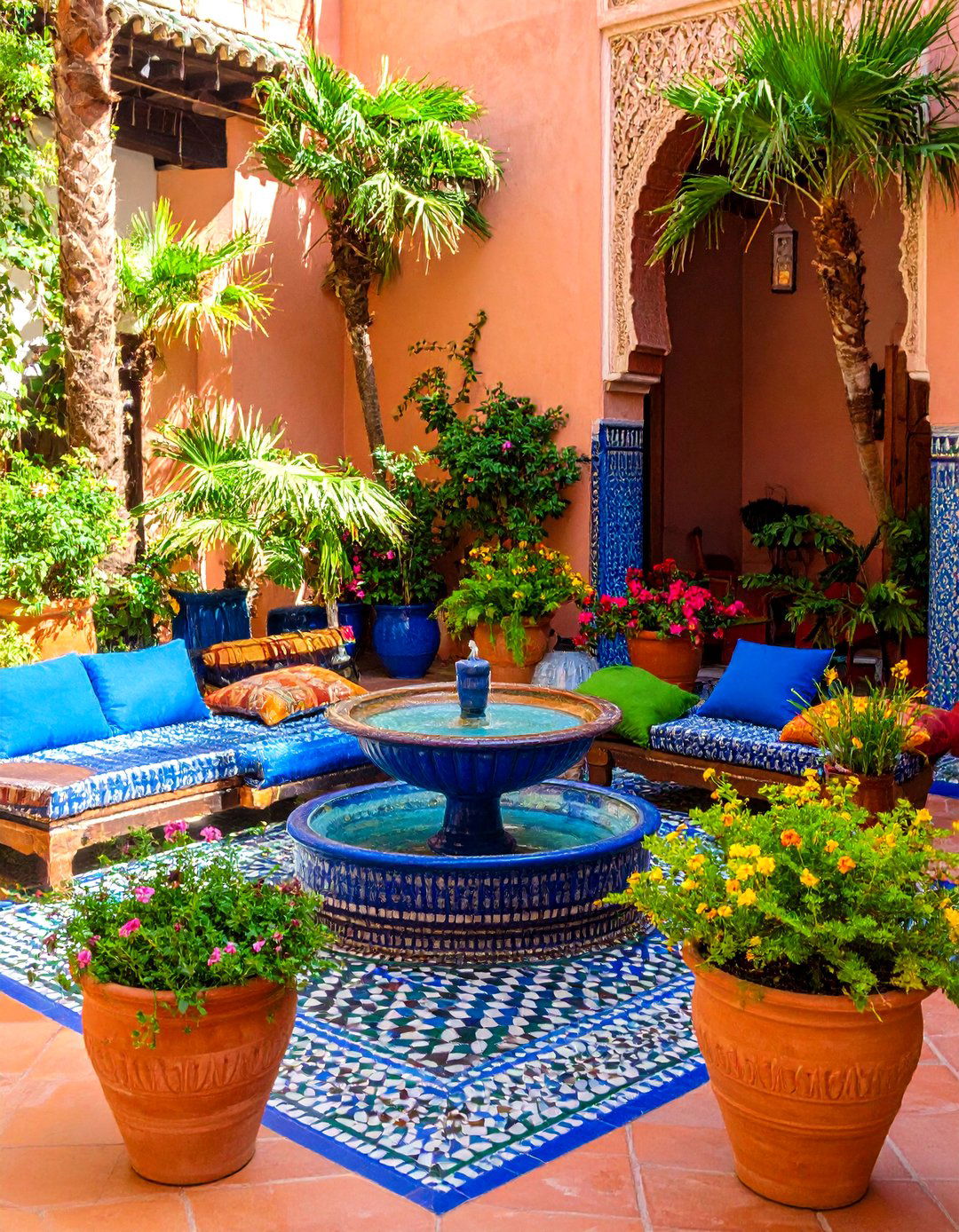 Moroccan Riad Courtyard - 25 Second Story Balcony Ideas
