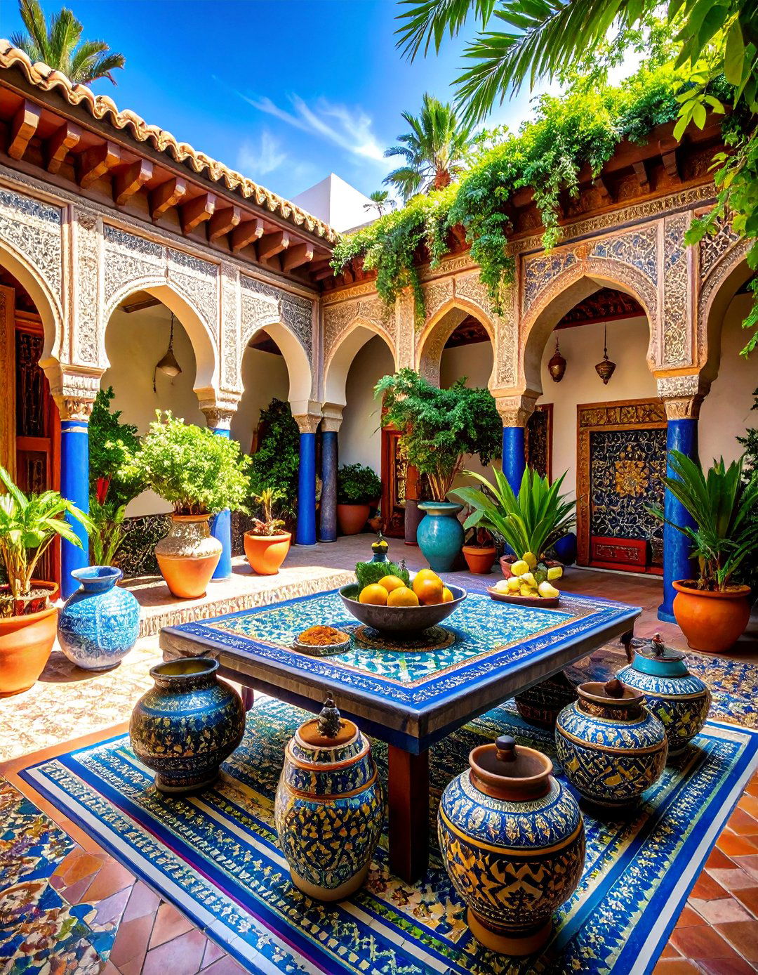 Moroccan Riad Style with Intricate Tilework - 25 Luxury Outdoor Kitchen Ideas
