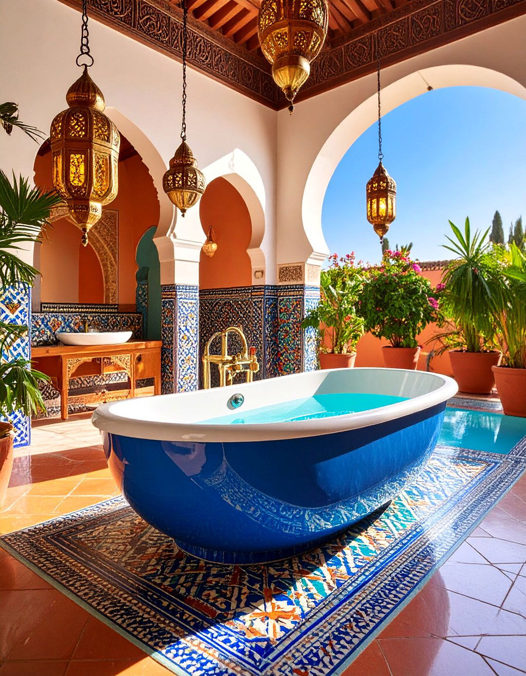Moroccan Riad with Jewel Tones - 25 Romantic Bathroom Ideas