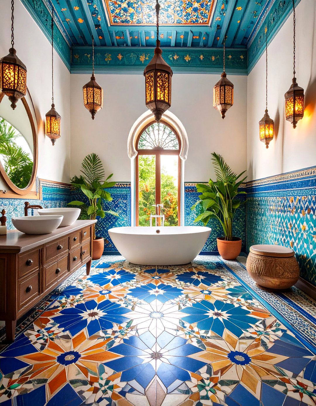 Moroccan Star Bathroom Mosaic Floor Tile - 25 Bathroom Mosaic Floor Tile Ideas