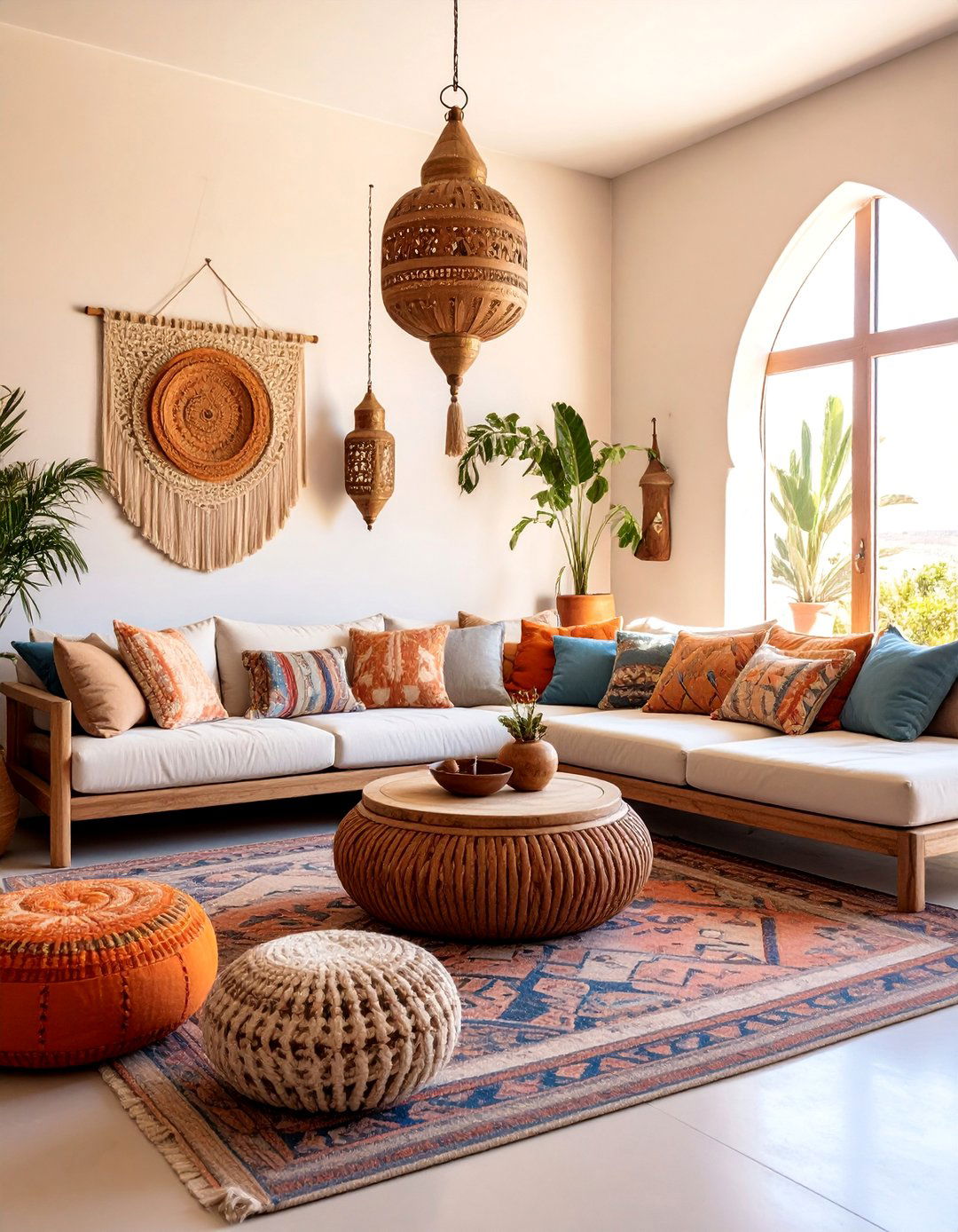 Moroccan Sunset Living Room with Terracotta Walls - 25 Gypsy Bohemian Living Room Ideas