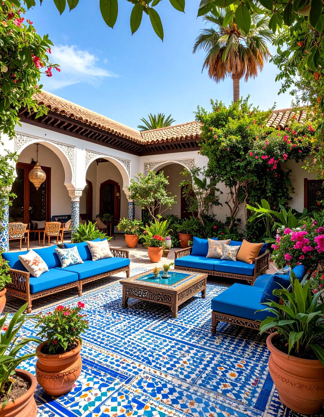 Moroccan Themed Colorful Courtyard - 25 Backyard Decor Ideas