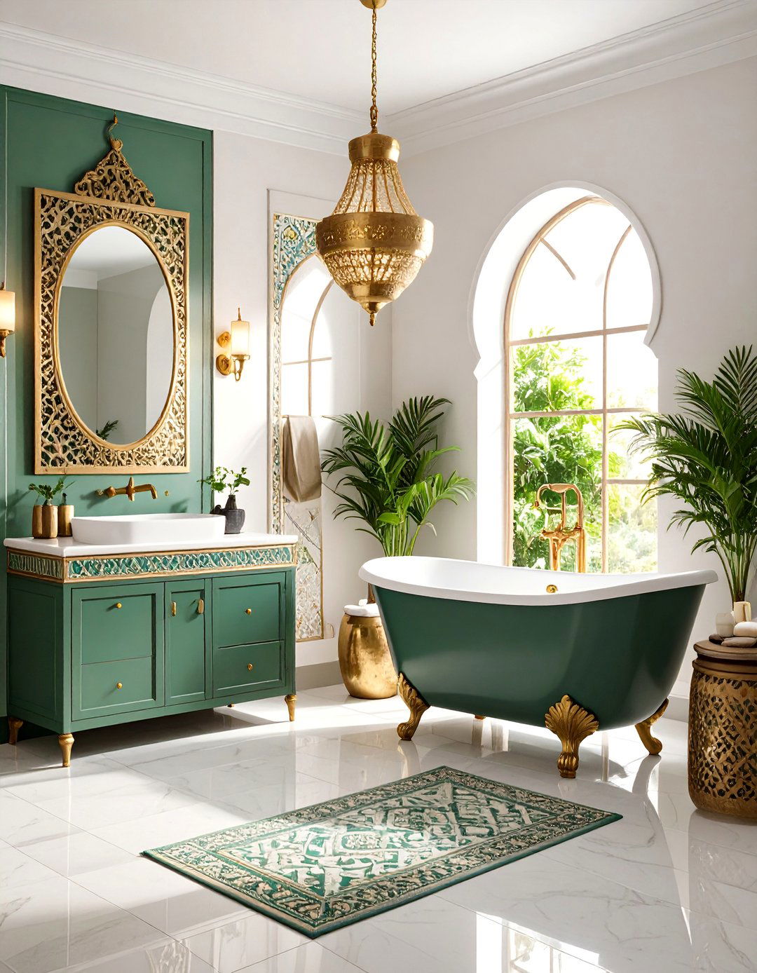 Moroccan Tile Bathroom with Intricate Geometric Motifs - 25 Bathroom Wallpaper Ideas