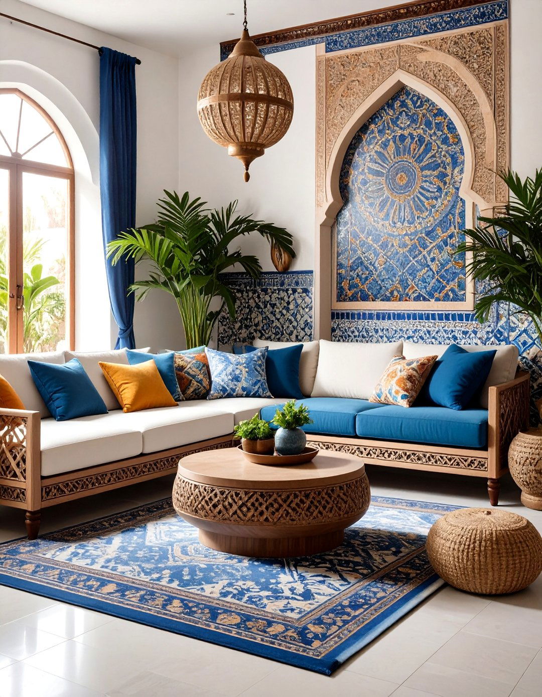 Moroccan Tile Feature Living Room - 25 Bohemian Moroccan Living Room Ideas