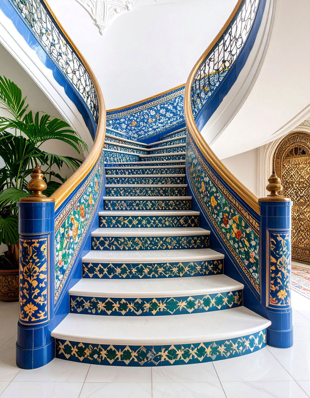 Moroccan Tile Pattern Stenciled Risers - 25 Stair Riser Ideas