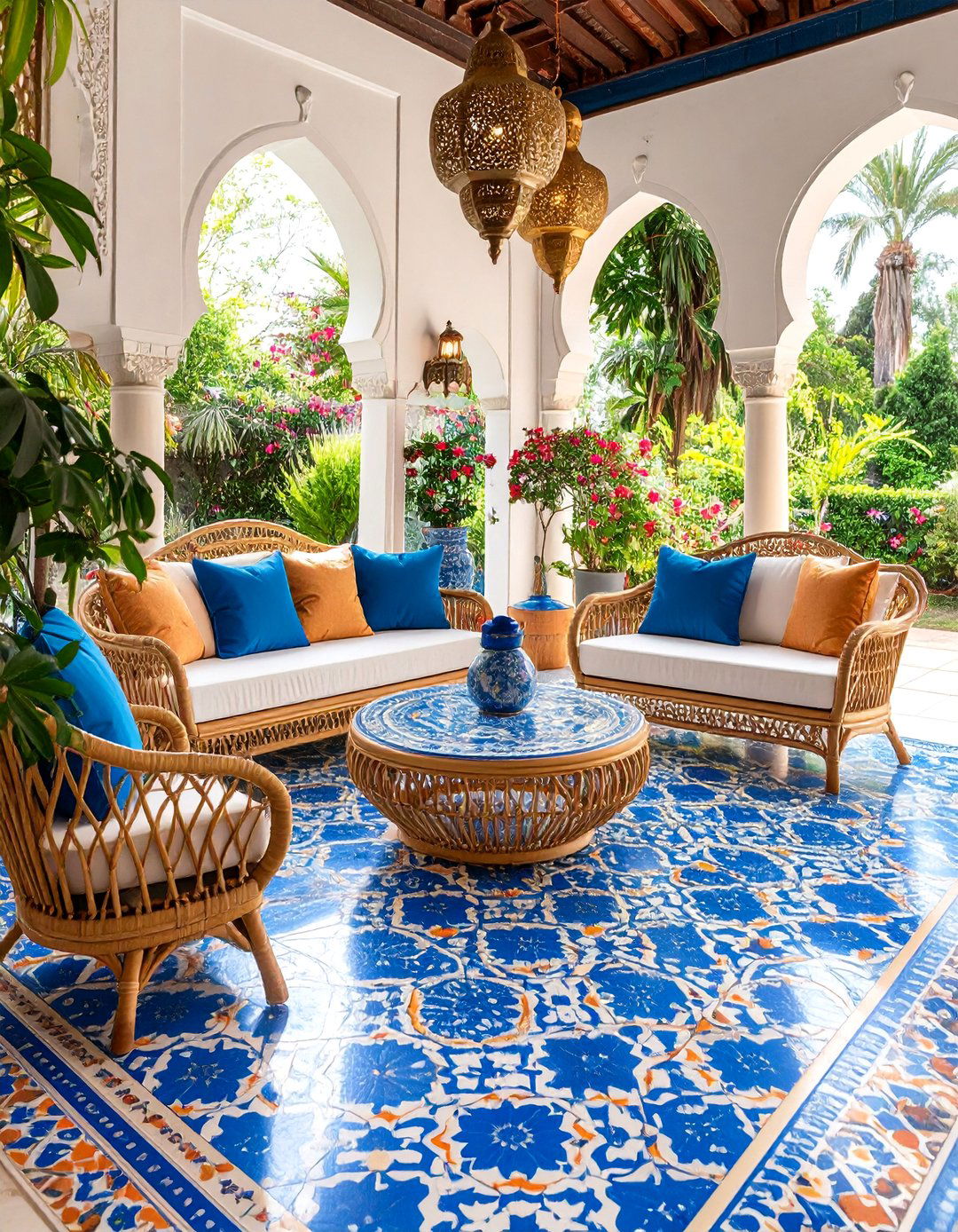 Moroccan Tile Stencil Painted Floor - 25 Painted Floor Ideas