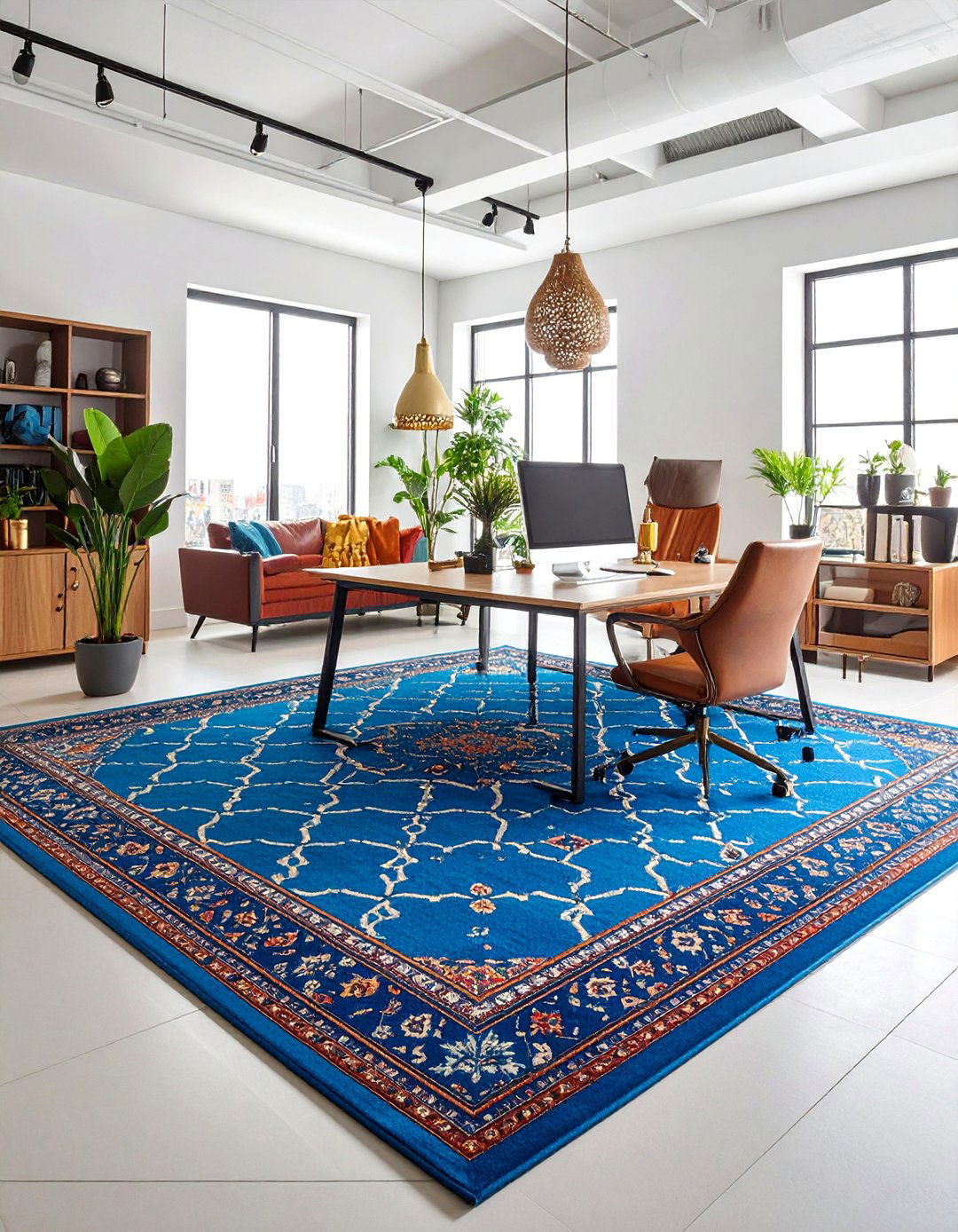 Moroccan Trellis Office Rug with Global Sophistication - 25 Office Rug Ideas
