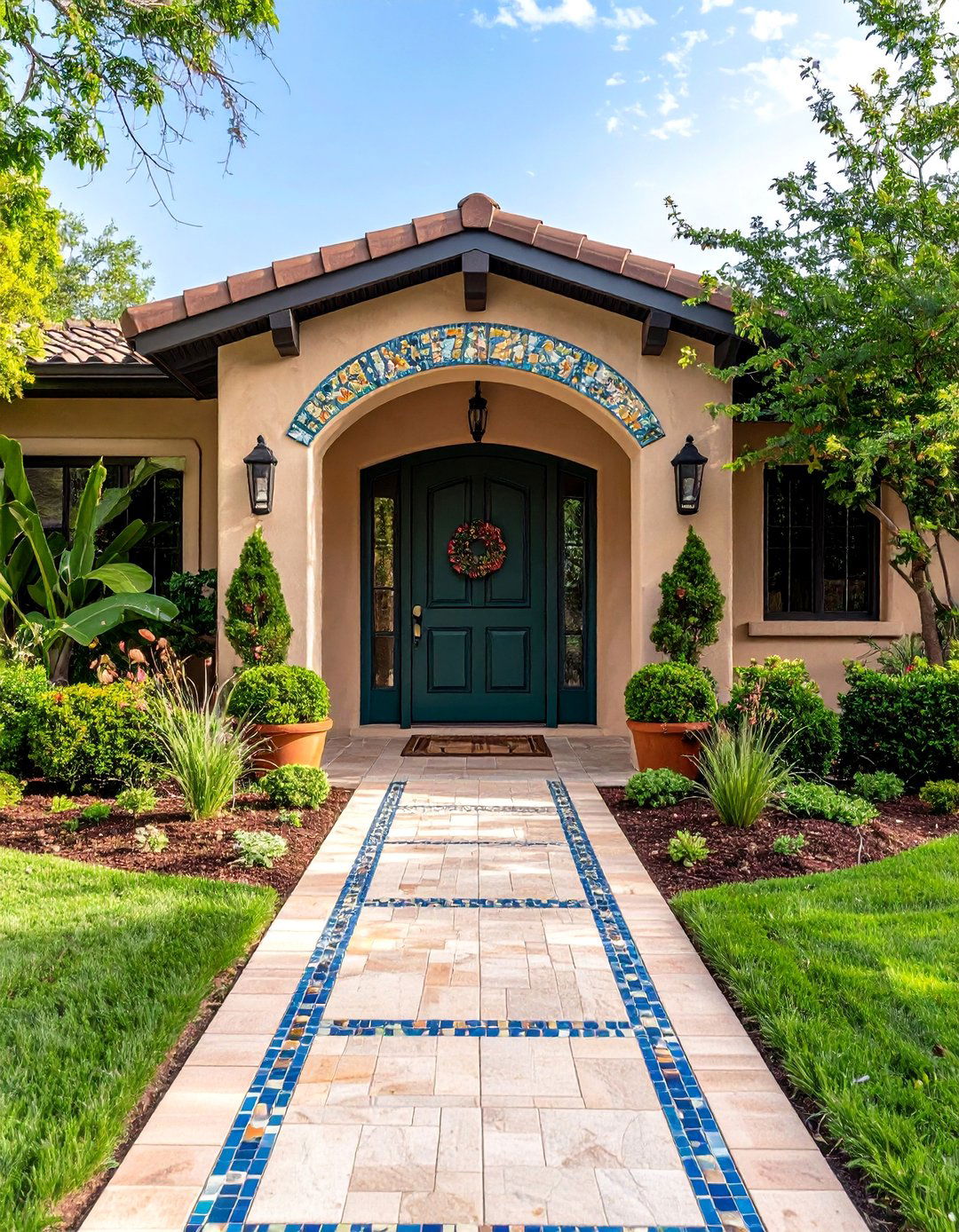 Mosaic Address Sign Entry Garden - 25 Mosaic Garden Ideas