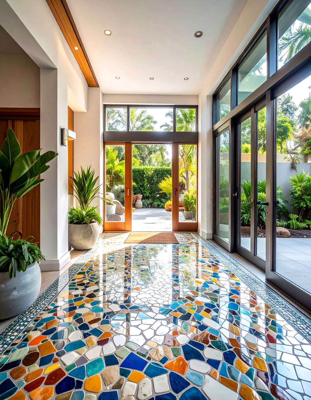 Mosaic Blend with Glass and Stone Accents - 25 Small Entryway Tile Floor Ideas